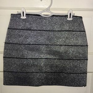 Silver Stretchy Sparkly Mini Skirt - Large